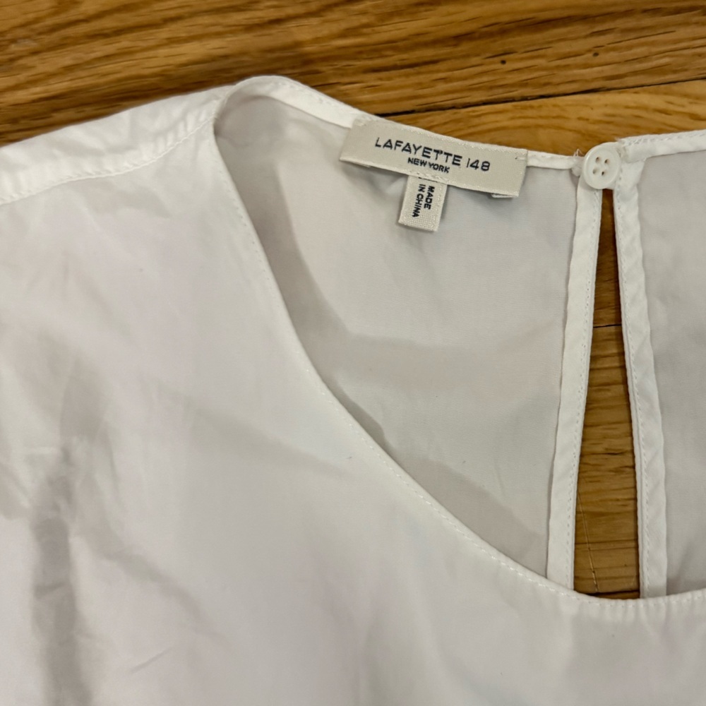 Lafayette 148 New York White Sleeveless Plepum - Picture 2 of 6